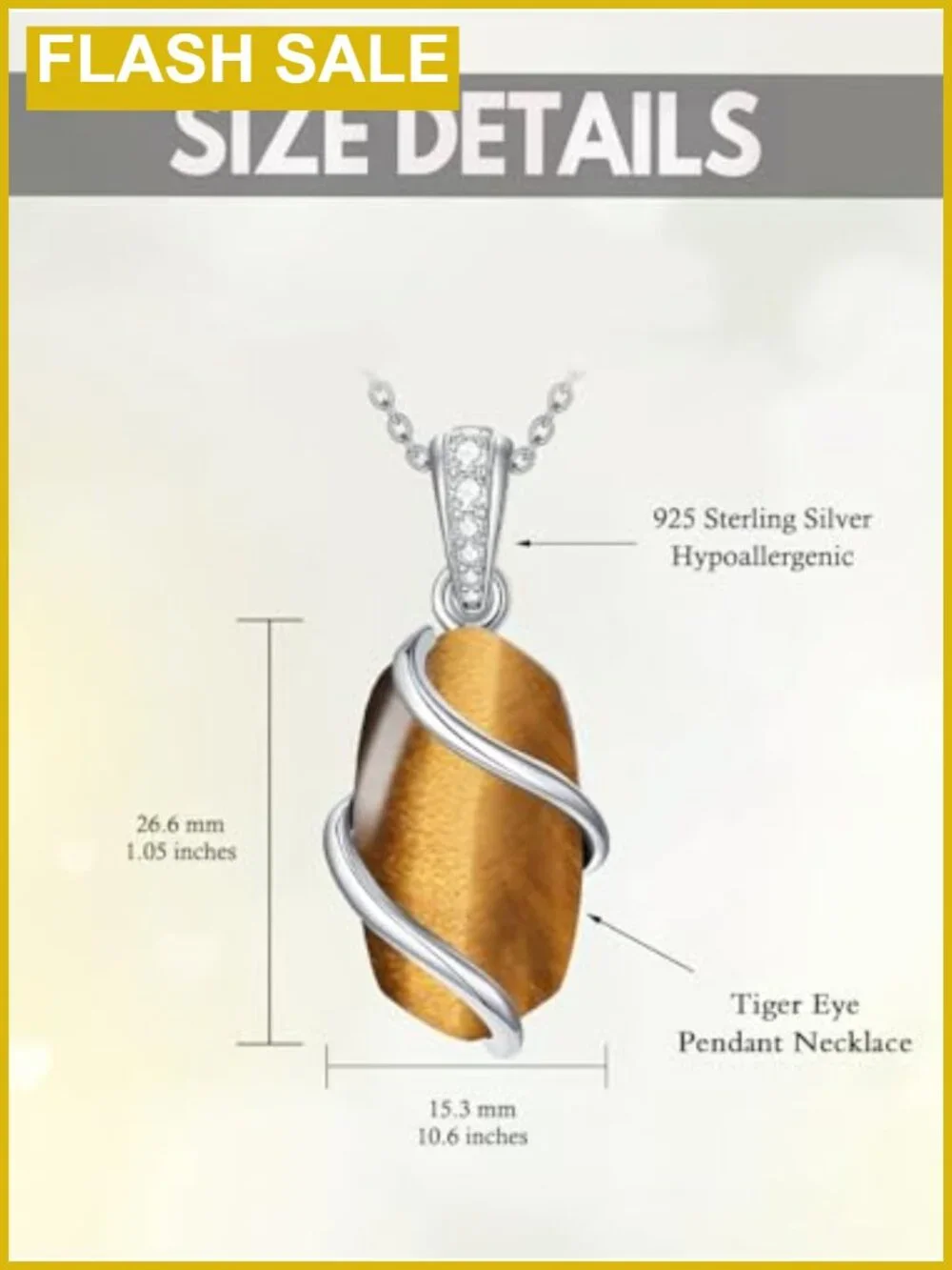 Sterling Silver Tiger Eye Pendant Necklace Dainty Gemstone